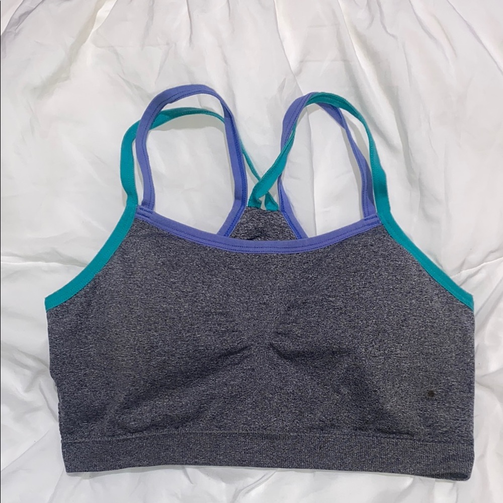 Gray and Teal Sports Bra